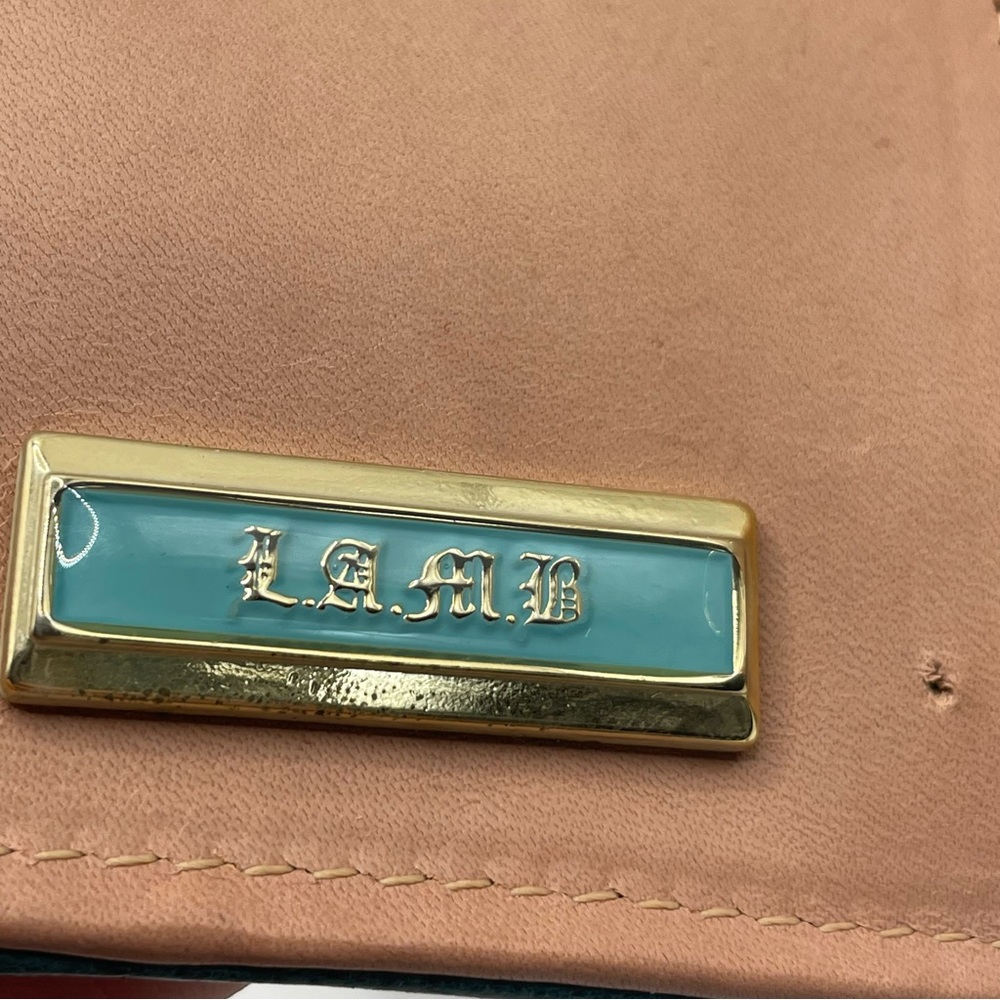 Vintage Gwen Stefani Lamb L.A.M.B. Wallet Leather Y2K Teal Blue Tan Rare Color - Picture 7 of 15